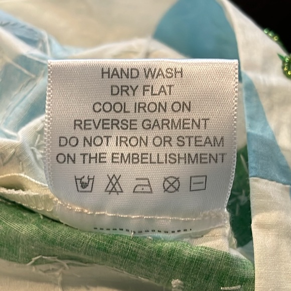 Rare Tory Burch Blue and Green Mirrored Tunic Blouse Top - Picture 16 of 16